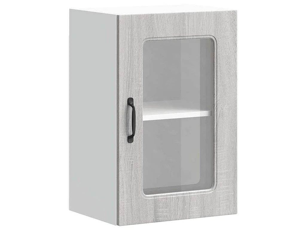 Armoire murale de cuisine avec porte vitrée "Kalmar" Bois d'ingénierie gris Sonoma