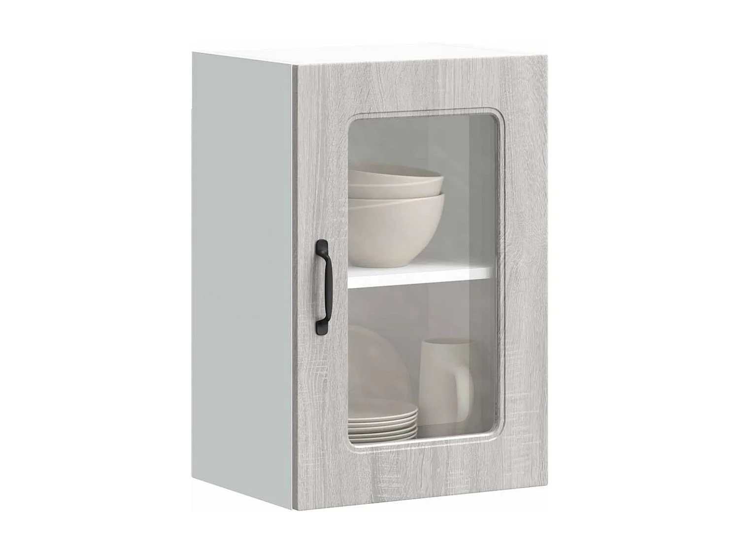 Armoire murale de cuisine avec porte vitrée "Kalmar" Bois d'ingénierie gris Sonoma