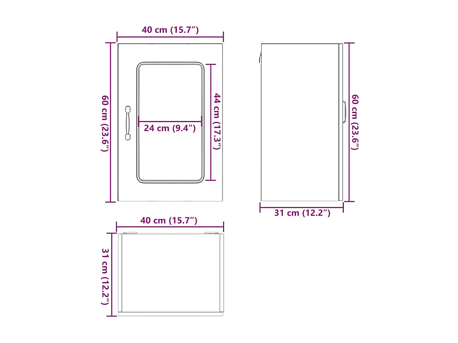 Armoire murale de cuisine avec porte vitrée "Kalmar" Bois d'ingénierie gris Sonoma