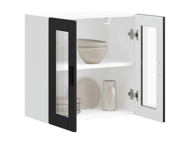 Küchen-Hängeschrank mit Glastür Porto Schwarz
