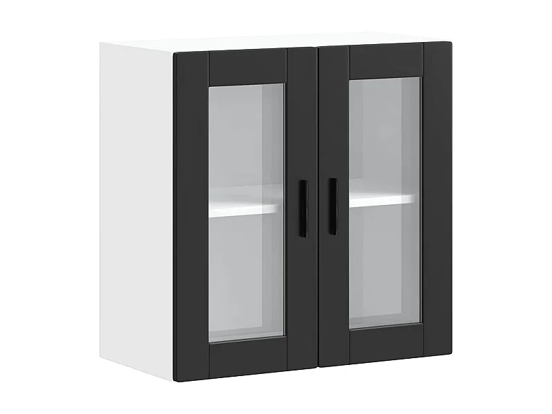 Küchen-Hängeschrank mit Glastür Porto Schwarz