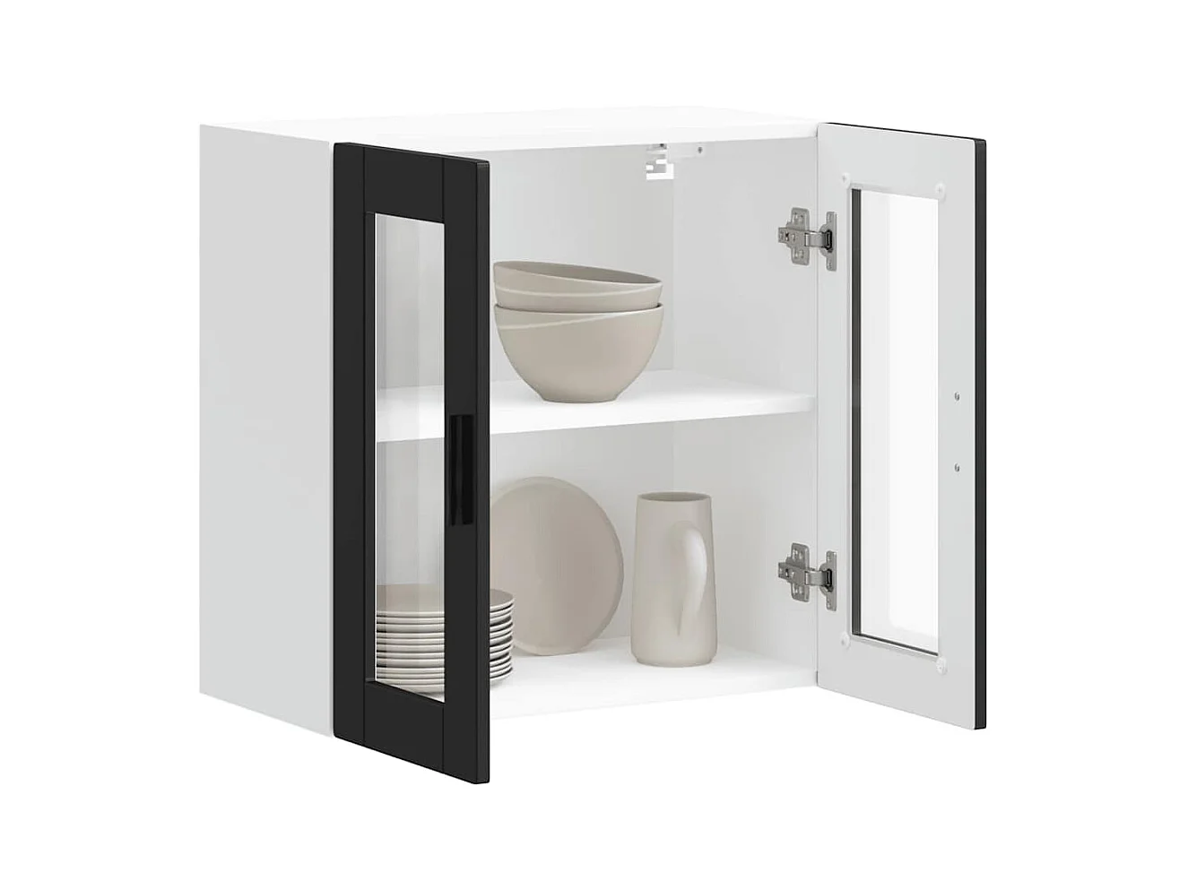 Küchen-Hängeschrank mit Glastür Porto Schwarz