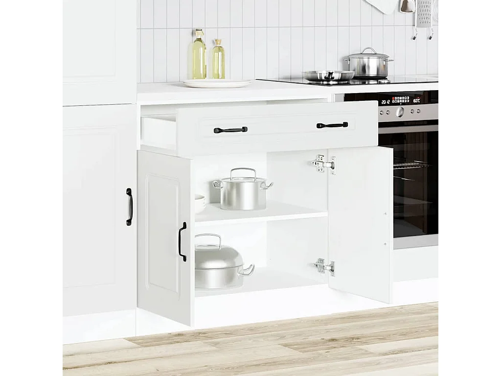 Armoire de cuisine Kalmar blanc bois d'ingénierie