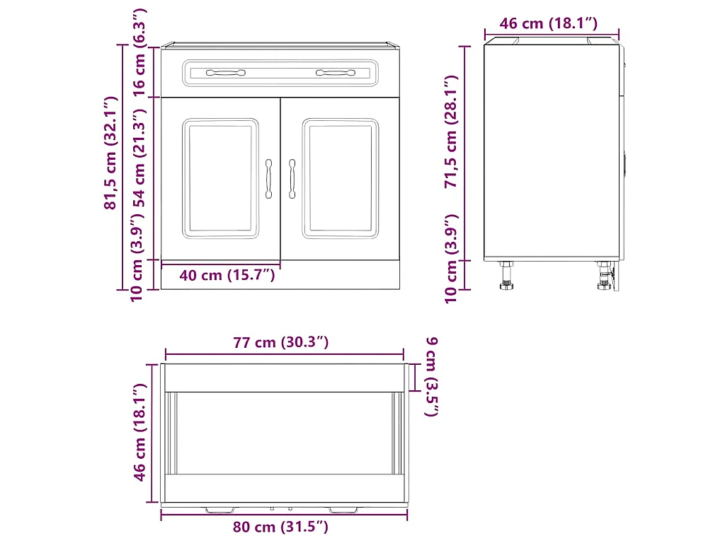 Armoire de cuisine Kalmar blanc bois d'ingénierie