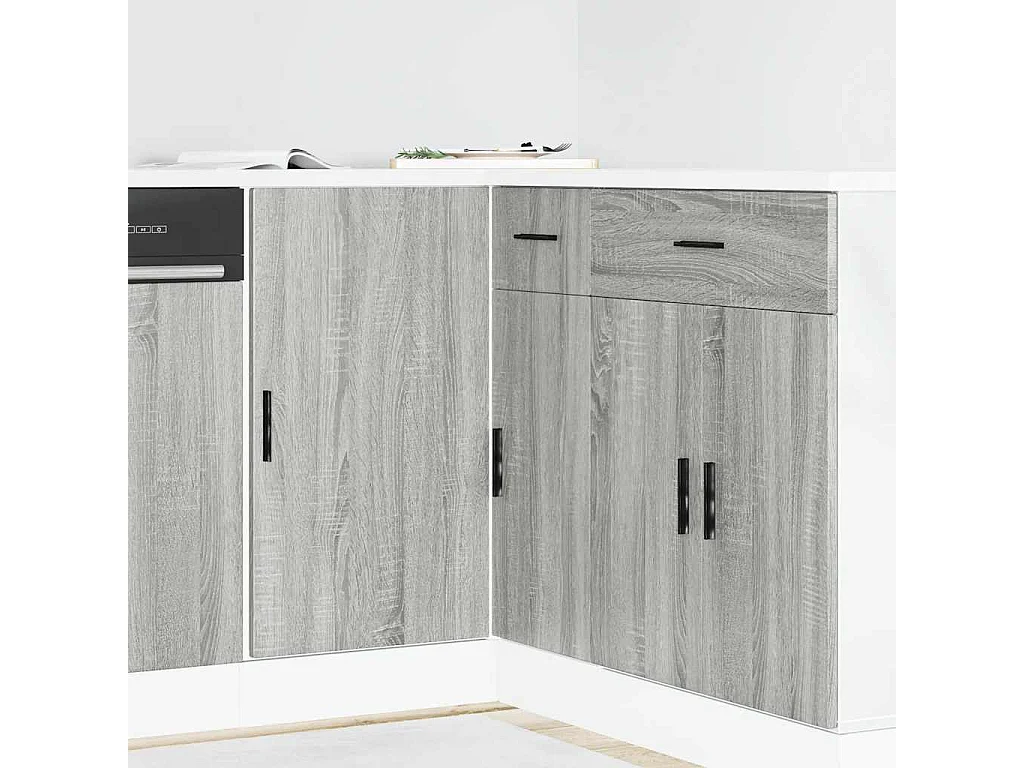 Mueble bajo para fregadero "Lyon" de madera de ingeniería Sonoma gris
