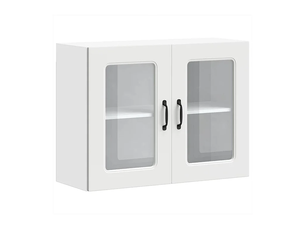 Keukenwandkast met glazen deur Kalmar bewerkt hout wit