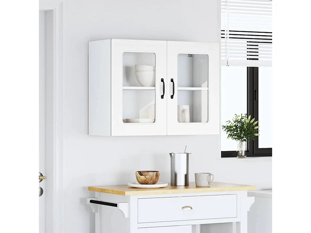 Pensile da Cucina con Porta in Vetro Kalmar Bianco Truciolato