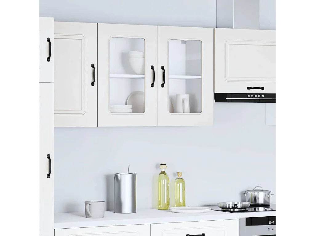 Pensile da Cucina con Porta in Vetro Kalmar Bianco Truciolato