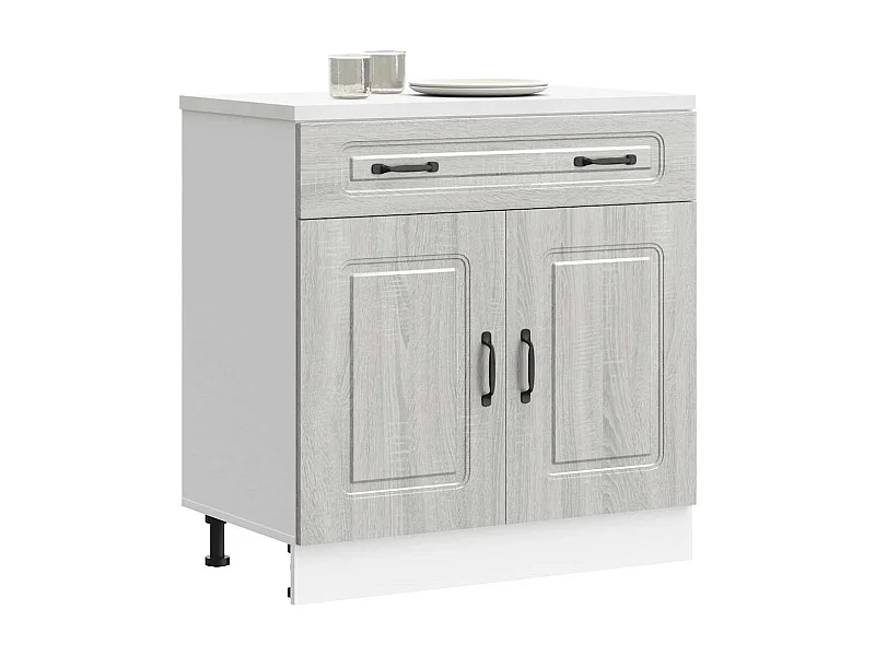 Keuken onderkast Kalmar bewerkt hout grijs sonoma eiken