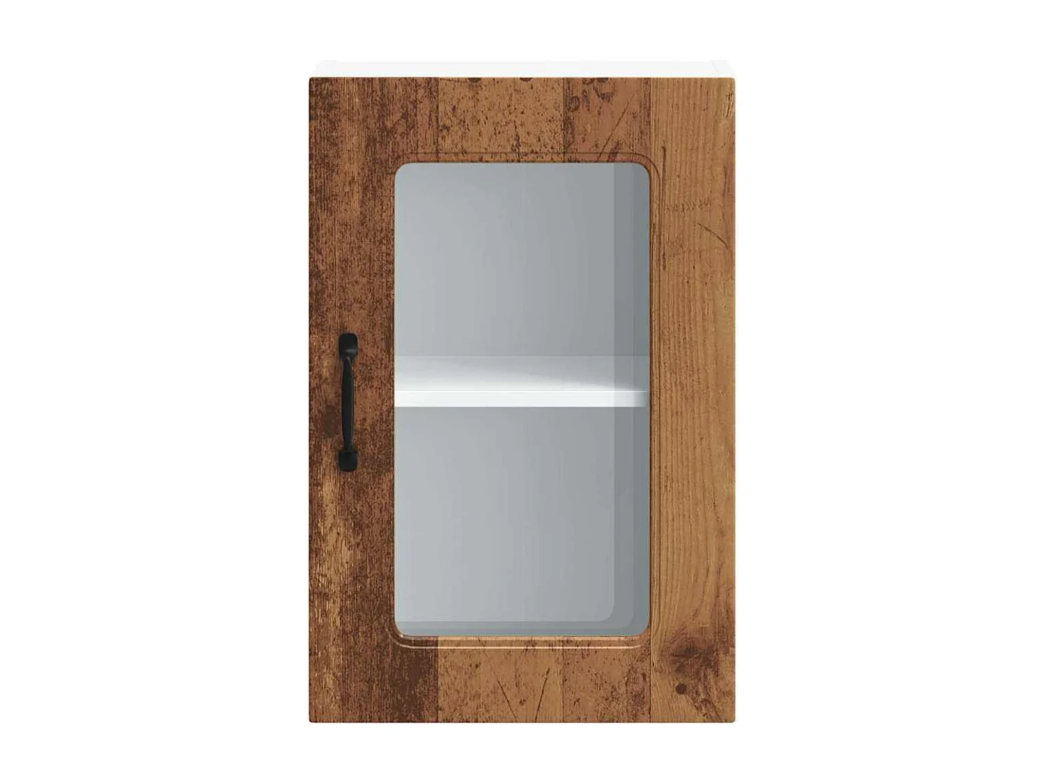 Keukenwandkast met glazen deur Kalmar bewerkt hout oud houtkleurig