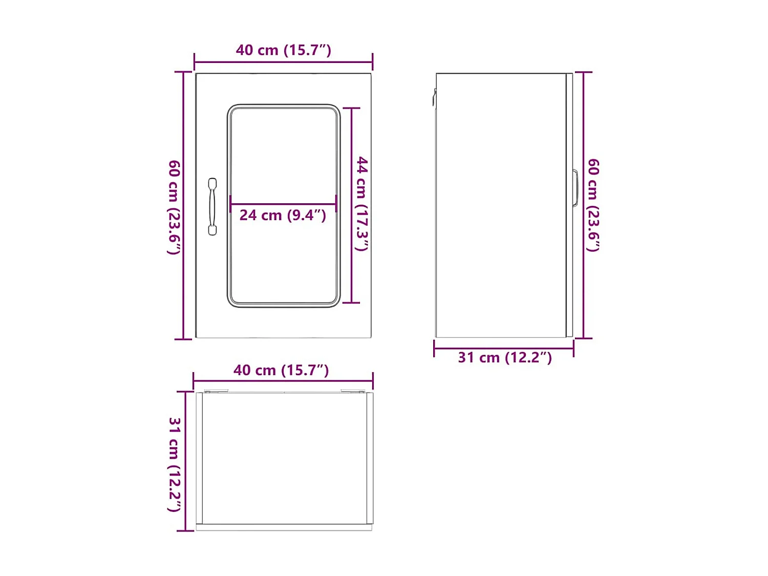 Armario de cocina de pared con puerta de cristal "Kalmar" de, madera de ingeniería envejecida