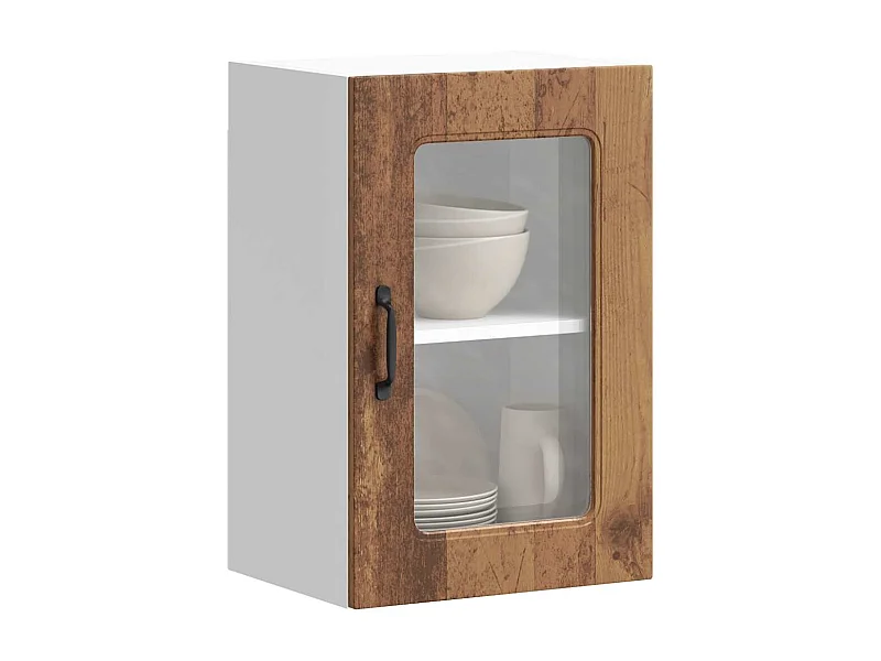 Pensile da Cucina con Porta in Vetro Kalmar Legno Vecchio