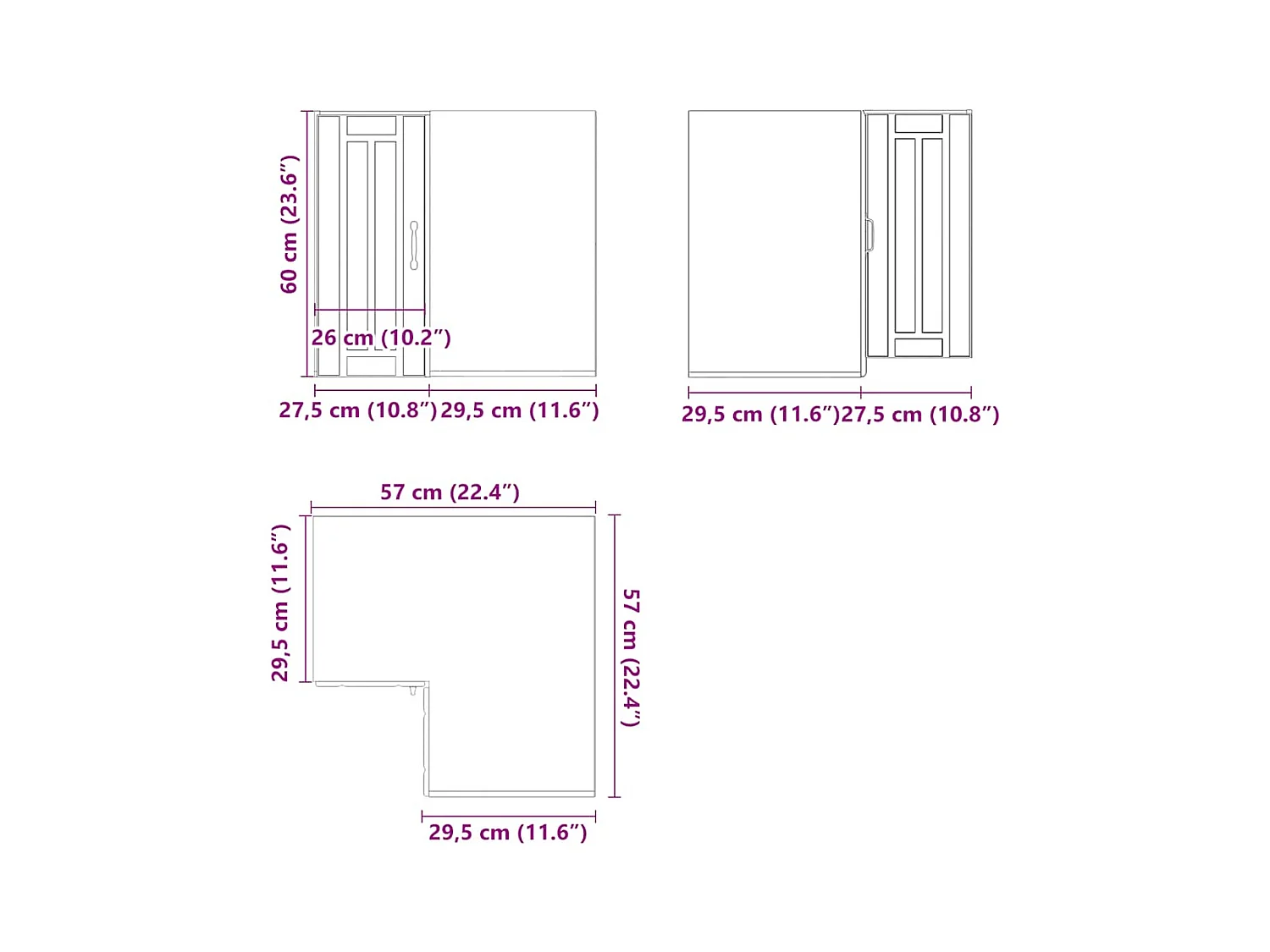 Keukenwandhoekkast Lucca bewerkt hout sonoma eikenkleurig