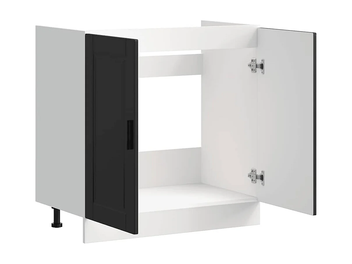 Meuble bas pour évier Porto noir 80x46x81,5 cm bois ingénierie