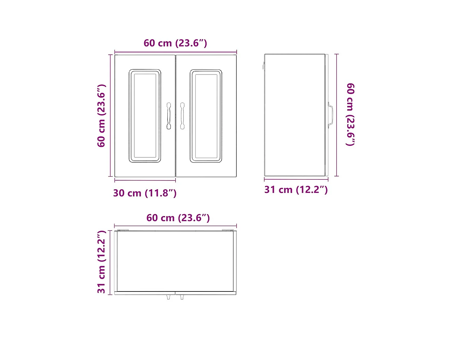 Armoire murale de cuisine Kalmar noir bois d'ingénierie