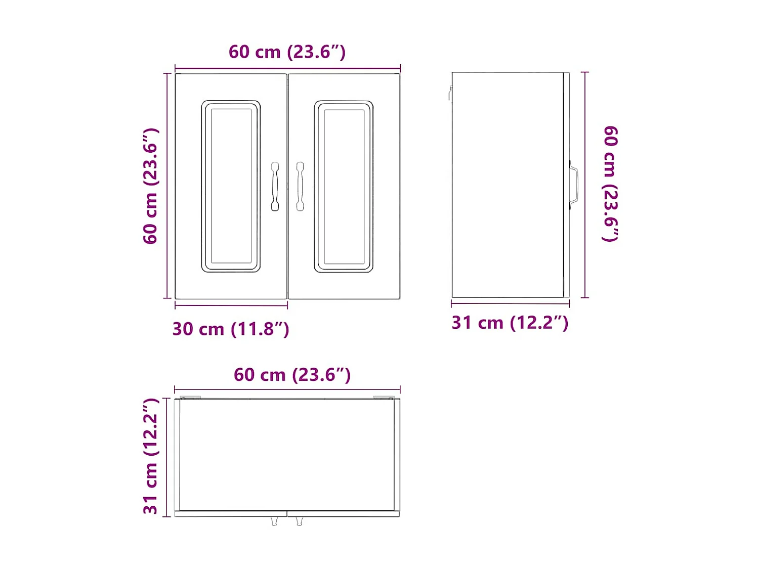 Armoire murale de cuisine Kalmar noir bois d'ingénierie