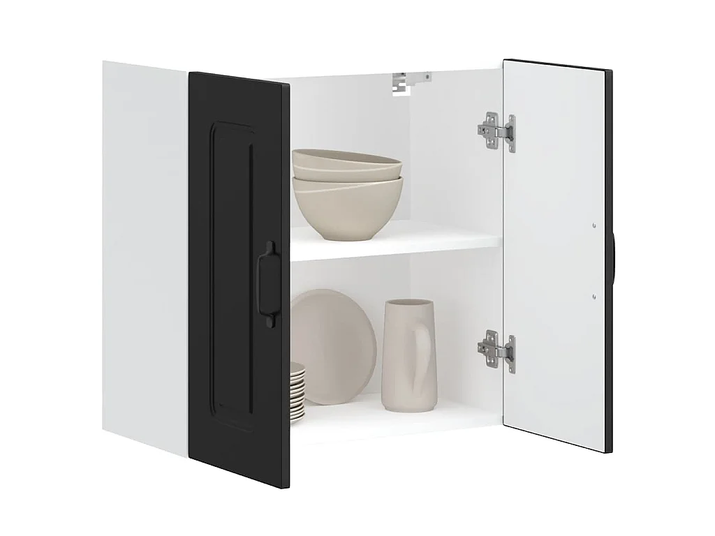 Armoire murale de cuisine Kalmar noir bois d'ingénierie