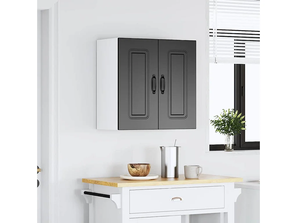 Armoire murale de cuisine Kalmar noir bois d'ingénierie