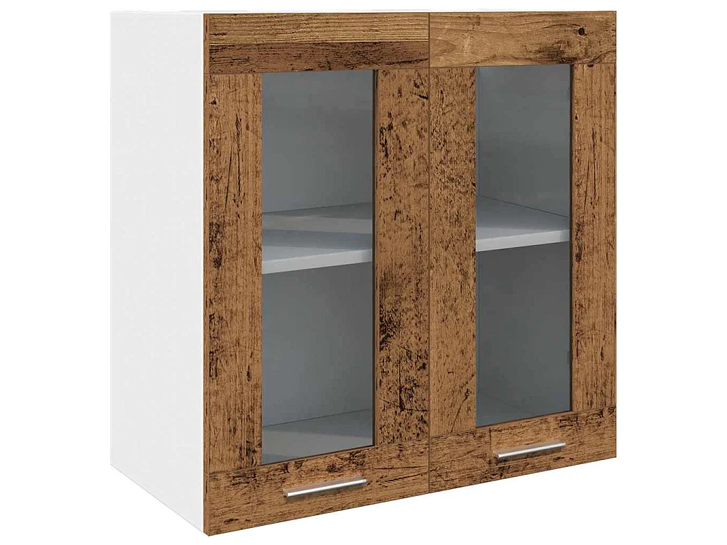 Armoire murale de cuisine "Lyon" avec porte vitrée Bois ancien 60 x 31 x 60 cm