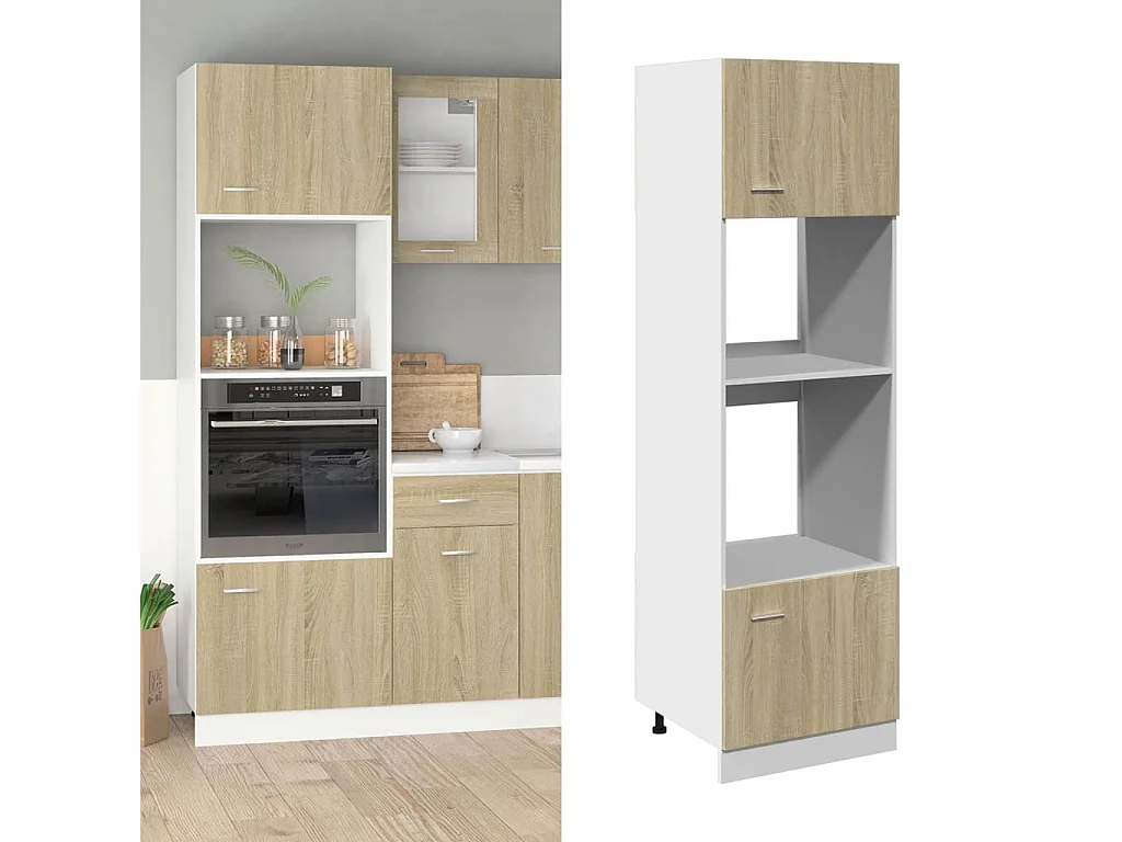 Meuble micro-ondes "Lyon" Chêne Sonoma 60 x 57 x 207 cm Bois d'ingénierie