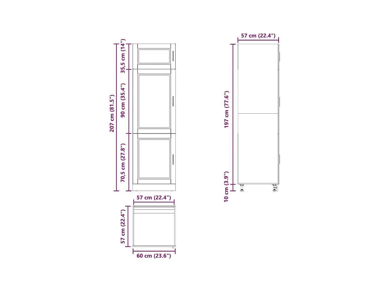 Armadio da Cucina Porto Rovere Fumo in Legno Multistrato
