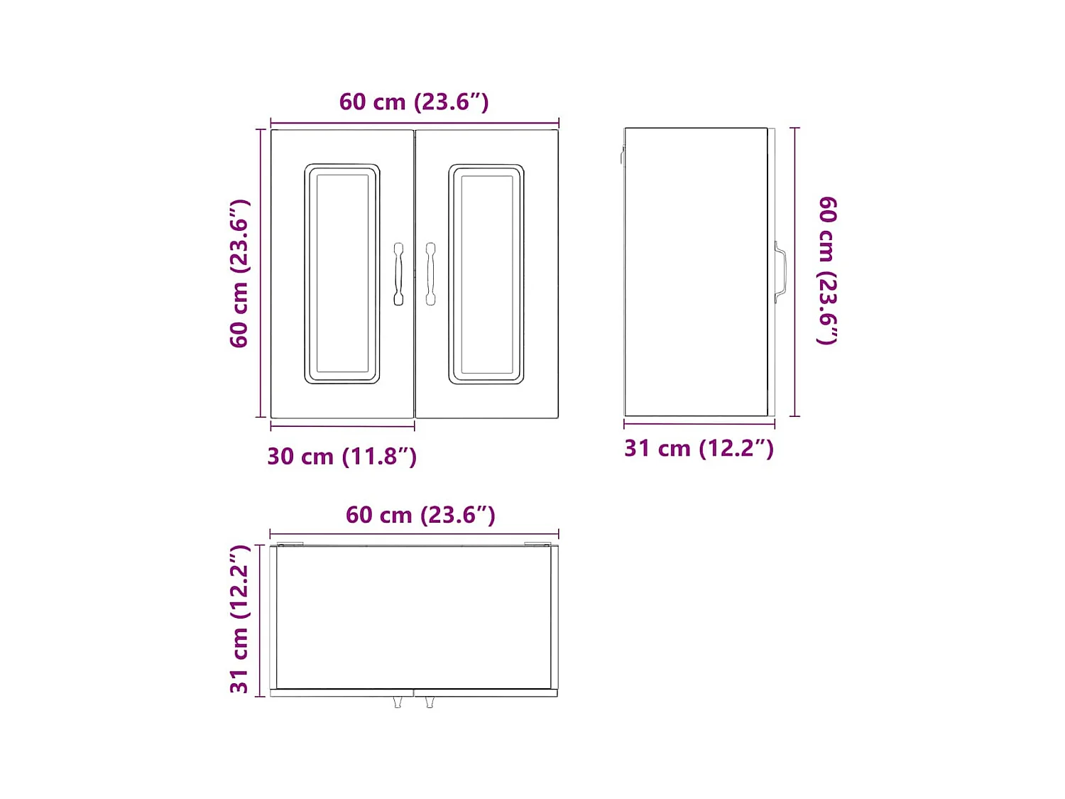 Armoire murale de cuisine Kalmar blanc brillant bois ingénierie
