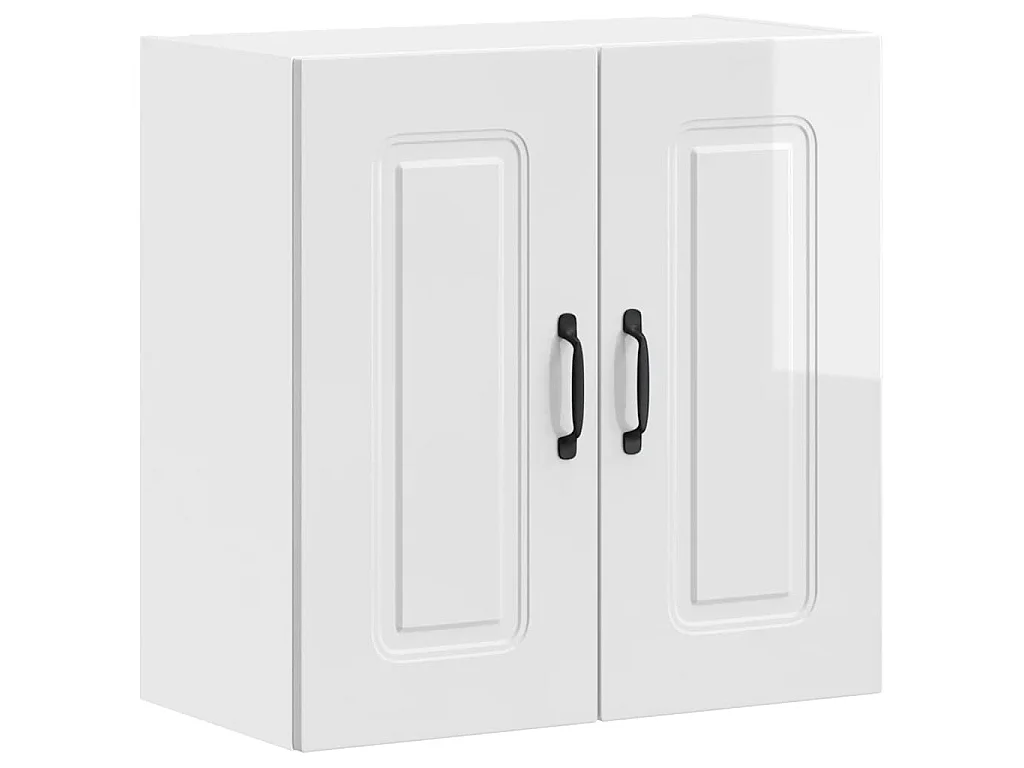 Armoire murale de cuisine Kalmar blanc brillant bois ingénierie