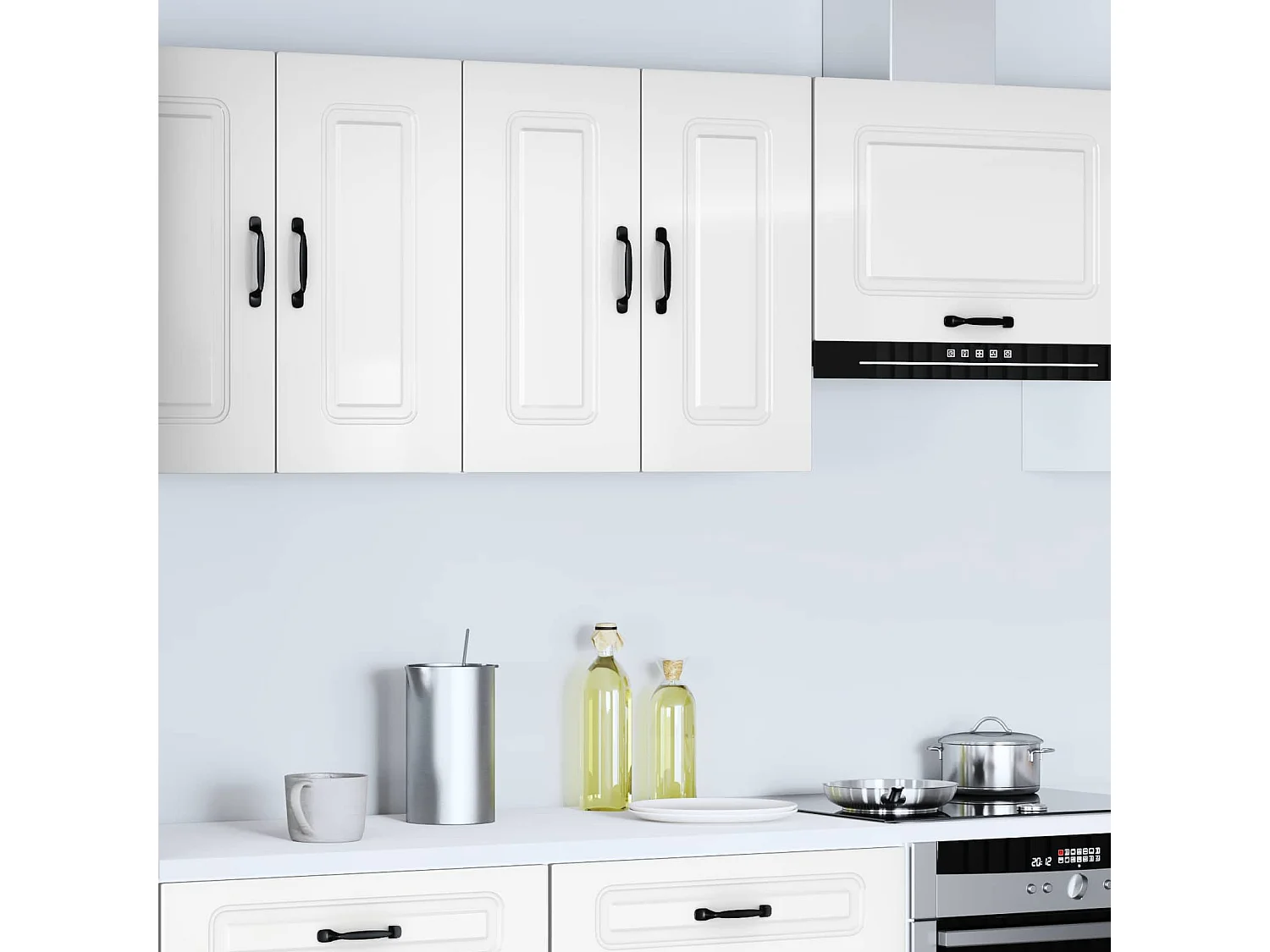 Armoire murale de cuisine Kalmar blanc brillant bois ingénierie