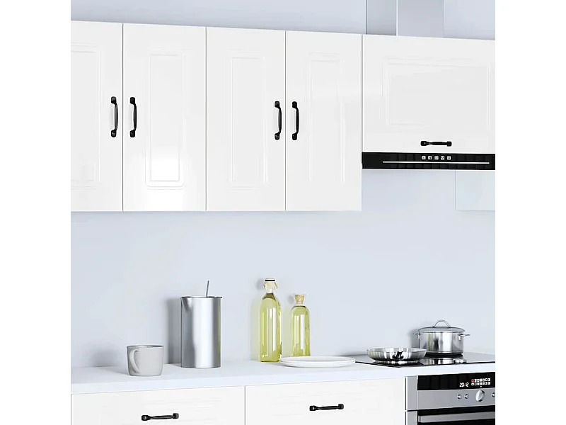 Armoire murale de cuisine Kalmar blanc brillant bois ingénierie