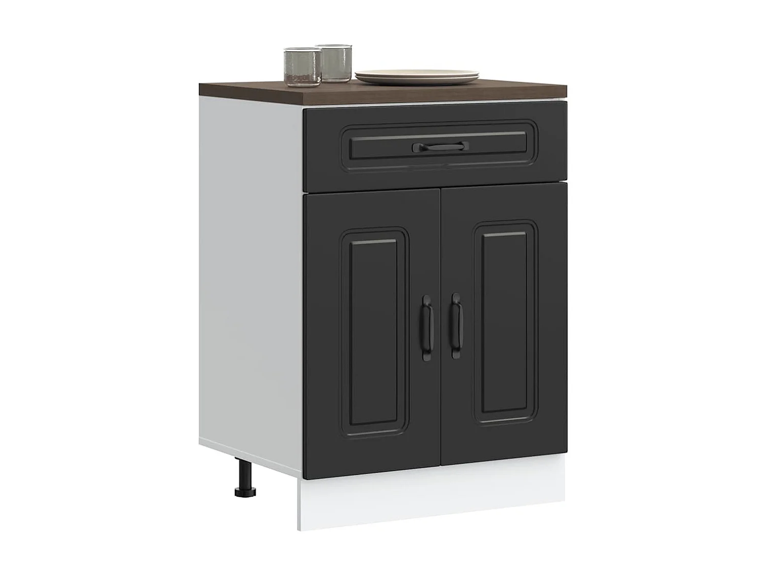 Armário de cozinha baixo Kalmar madeira artificial preto