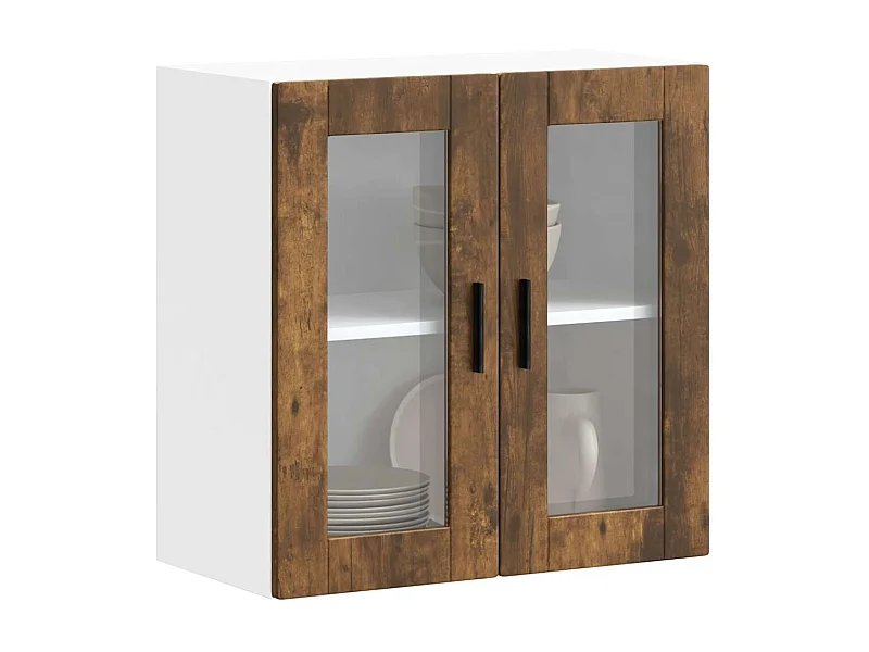 Küchen-Hängeschrank mit Glastür Porto Räuchereiche