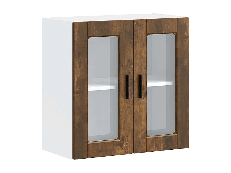 Armoire murale de cuisine avec porte en verre Porto chêne fumé
