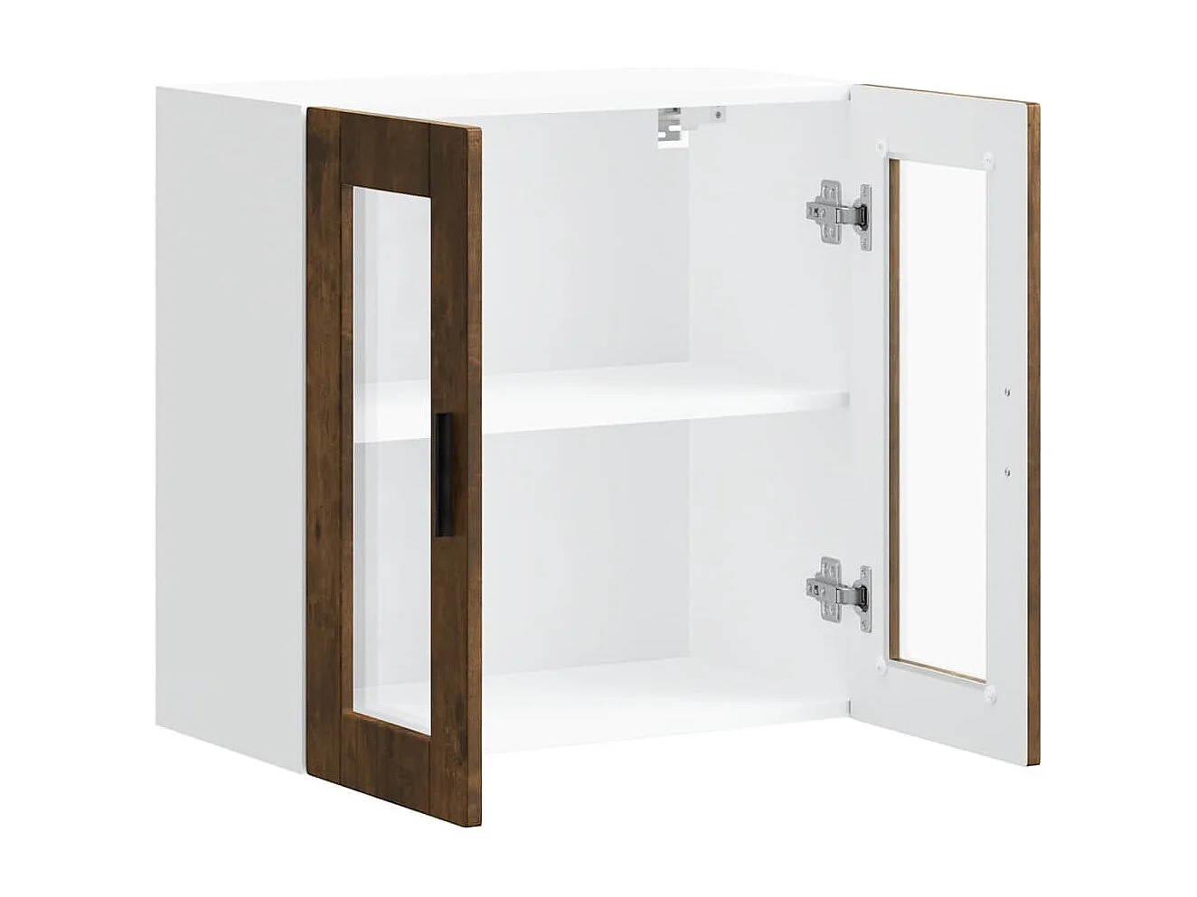 Armoire murale de cuisine avec porte en verre Porto chêne fumé