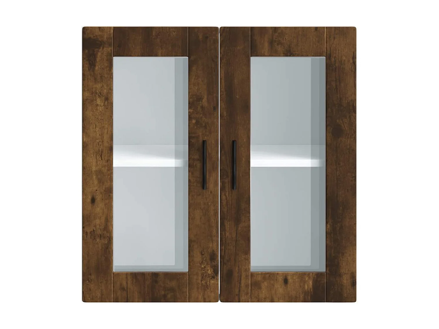 Armoire murale de cuisine avec porte en verre Porto chêne fumé