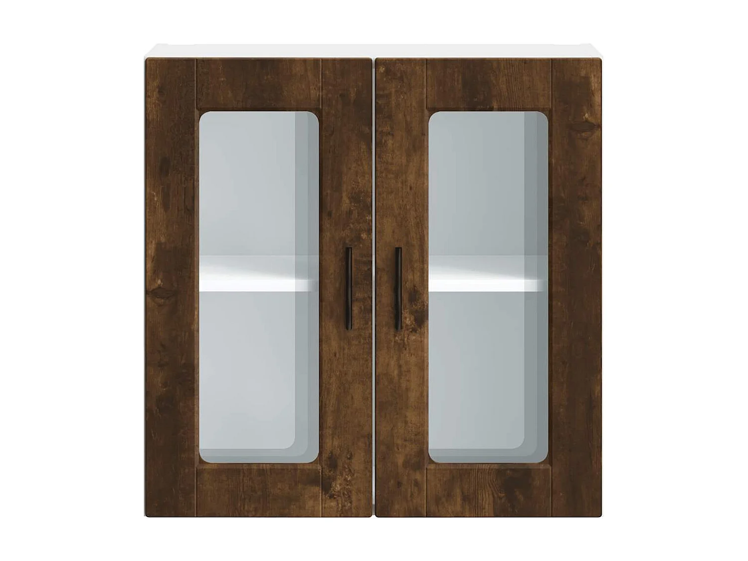 Armoire murale de cuisine avec porte en verre Porto chêne fumé