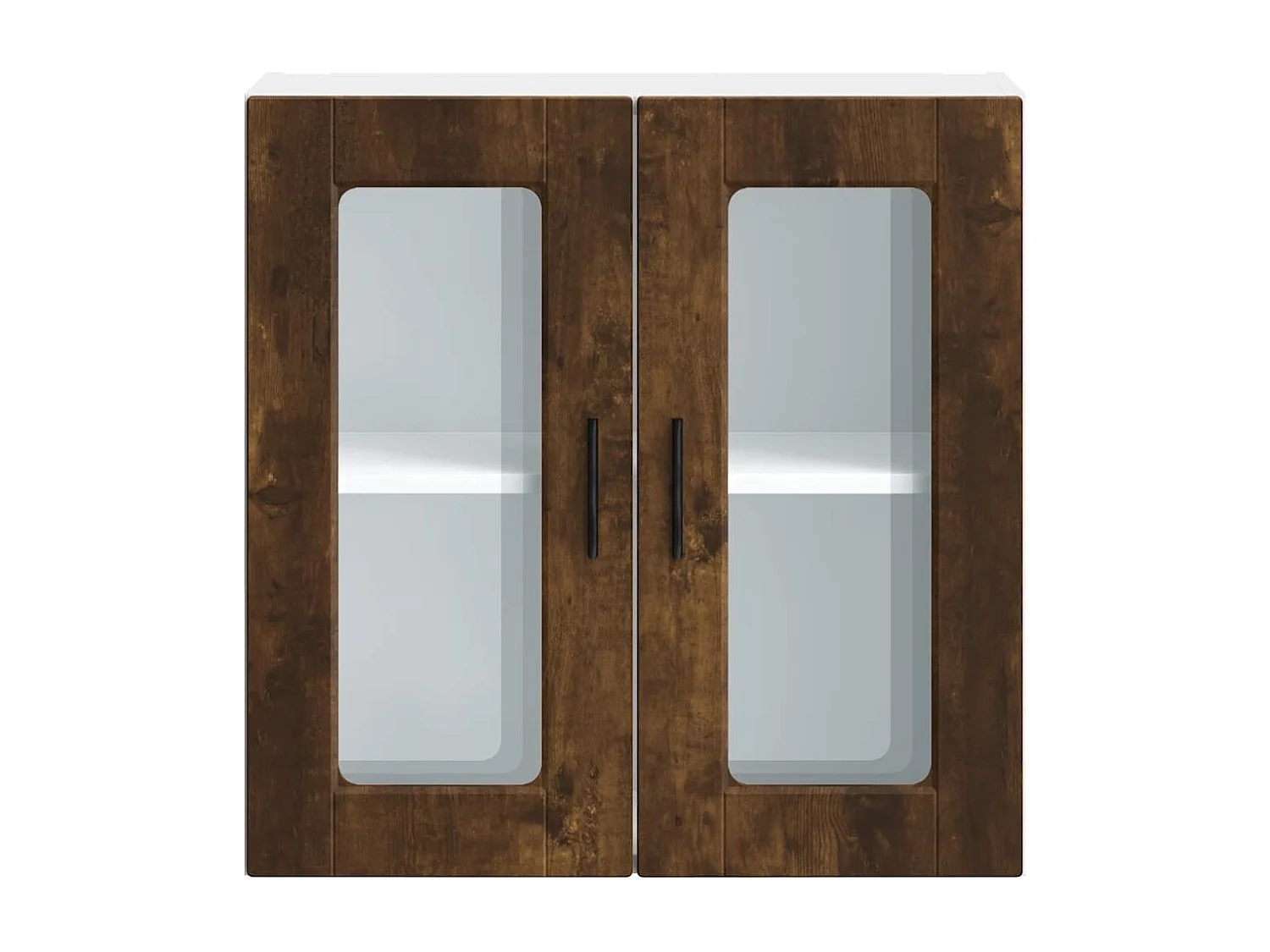 Armoire murale de cuisine avec porte en verre Porto chêne fumé