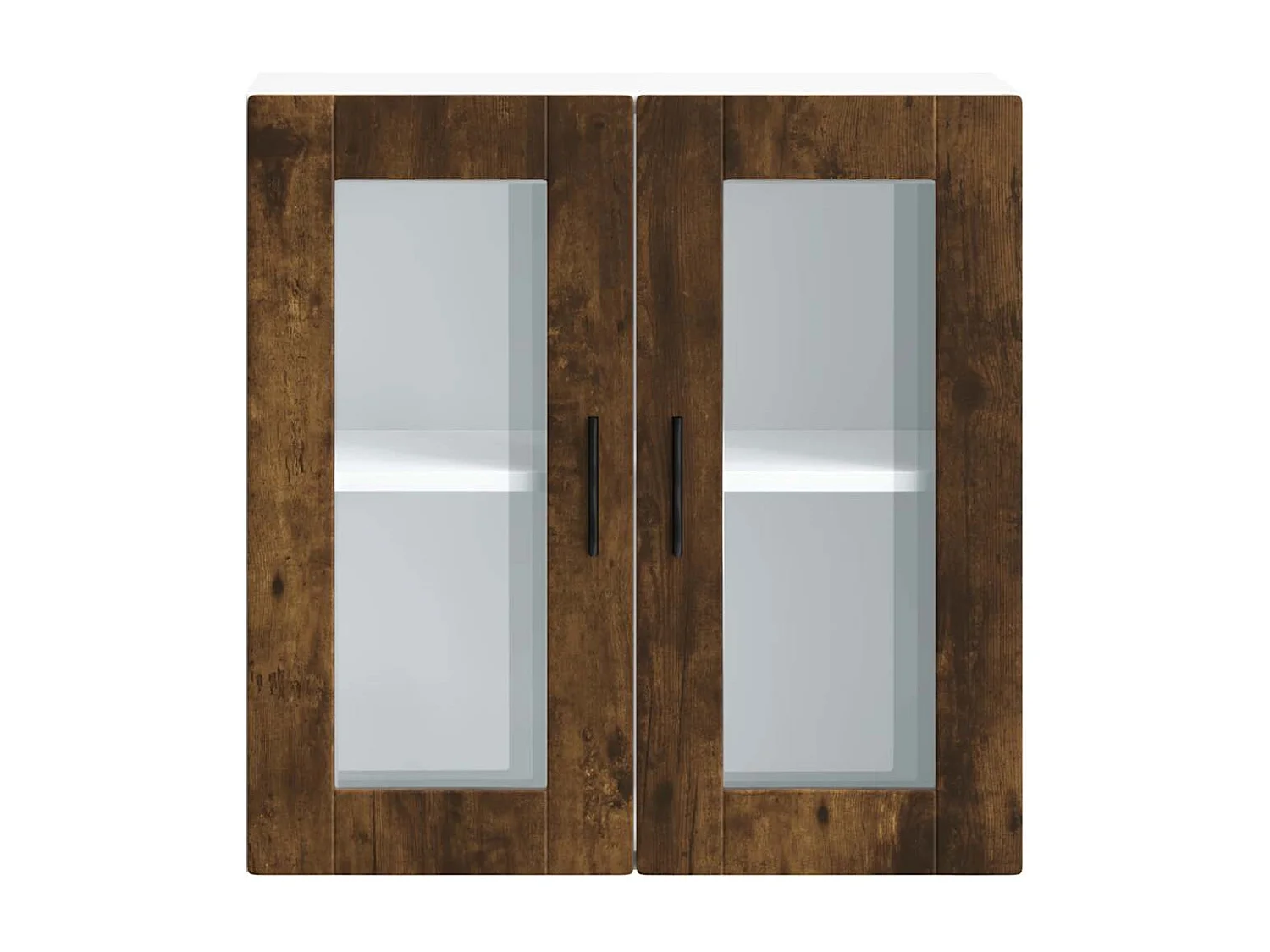 Armoire murale de cuisine avec porte en verre Porto chêne fumé