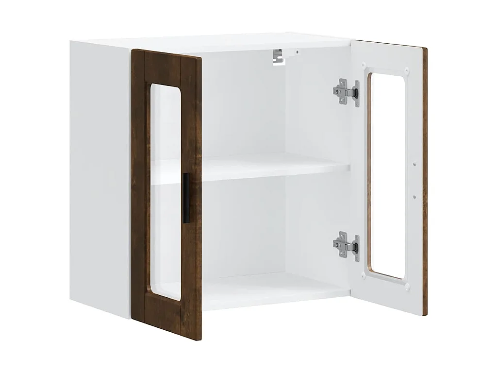 Armoire murale de cuisine avec porte en verre Porto chêne fumé