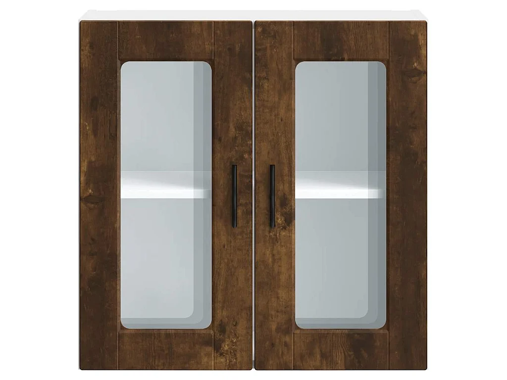 Armoire murale de cuisine avec porte en verre Porto chêne fumé