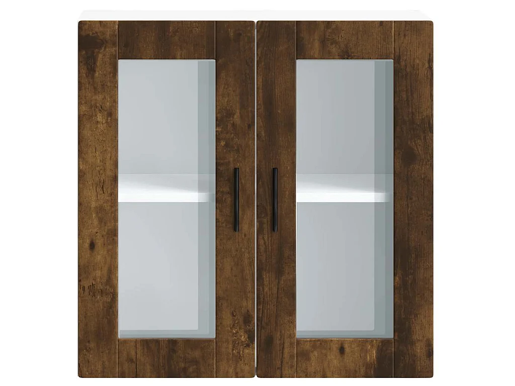 Armoire murale de cuisine avec porte en verre Porto chêne fumé