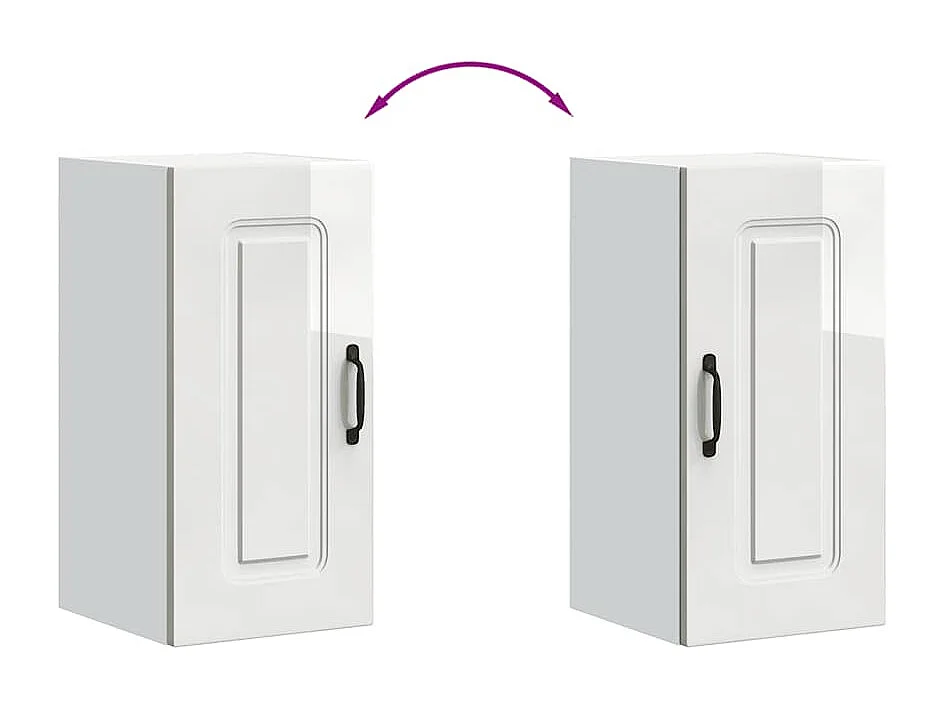 Armoire murale de cuisine Kalmar blanc brillant bois ingénierie