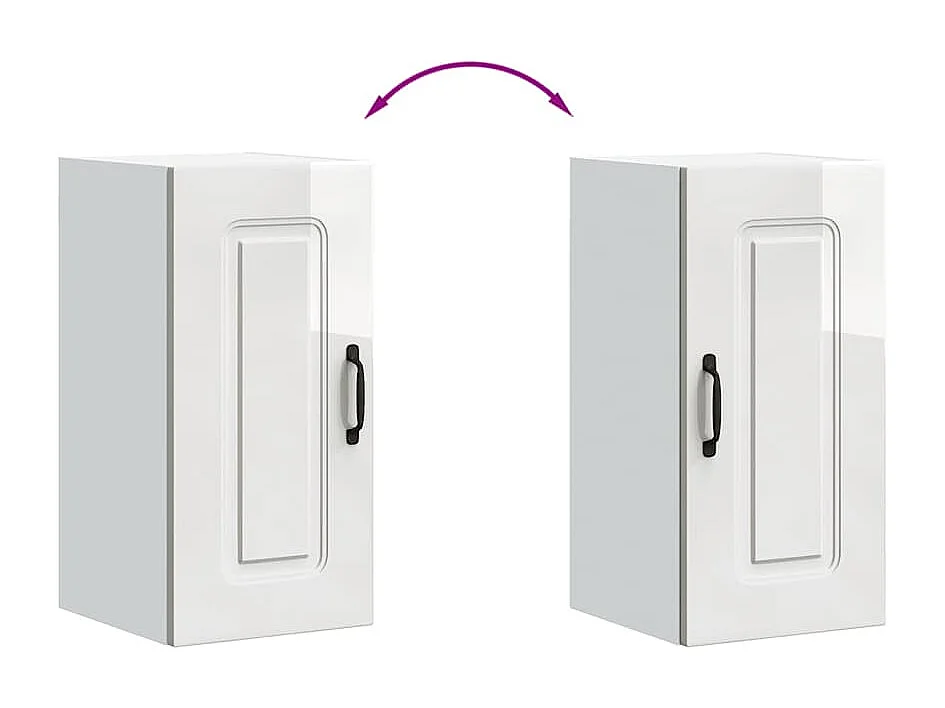 Armoire murale de cuisine Kalmar blanc brillant bois ingénierie