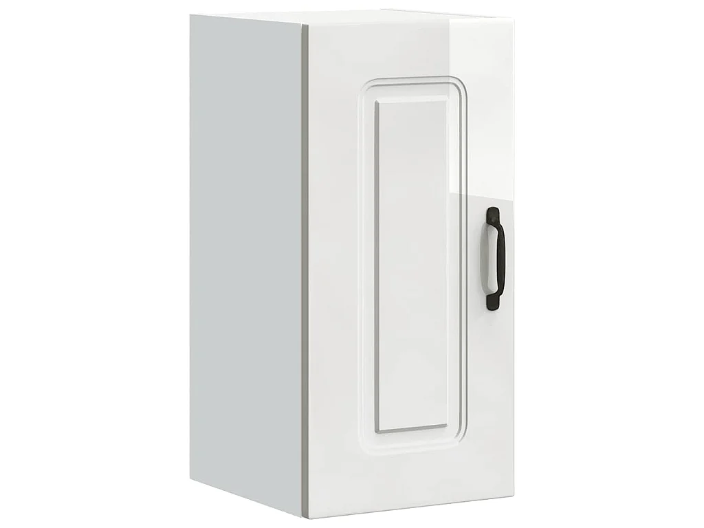 Armoire murale de cuisine Kalmar blanc brillant bois ingénierie