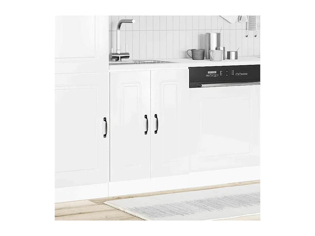 Meuble bas pour évier Kalmar blanc brillant 60x46x81,5 cm