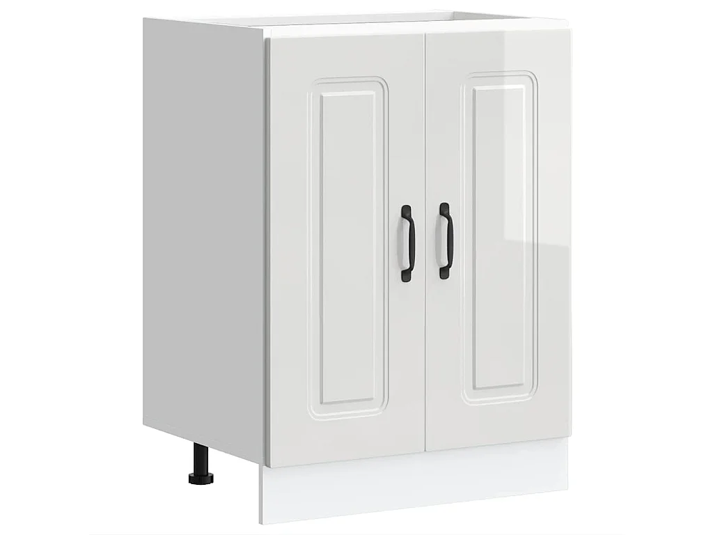 Meuble bas pour évier Kalmar blanc brillant 60x46x81,5 cm