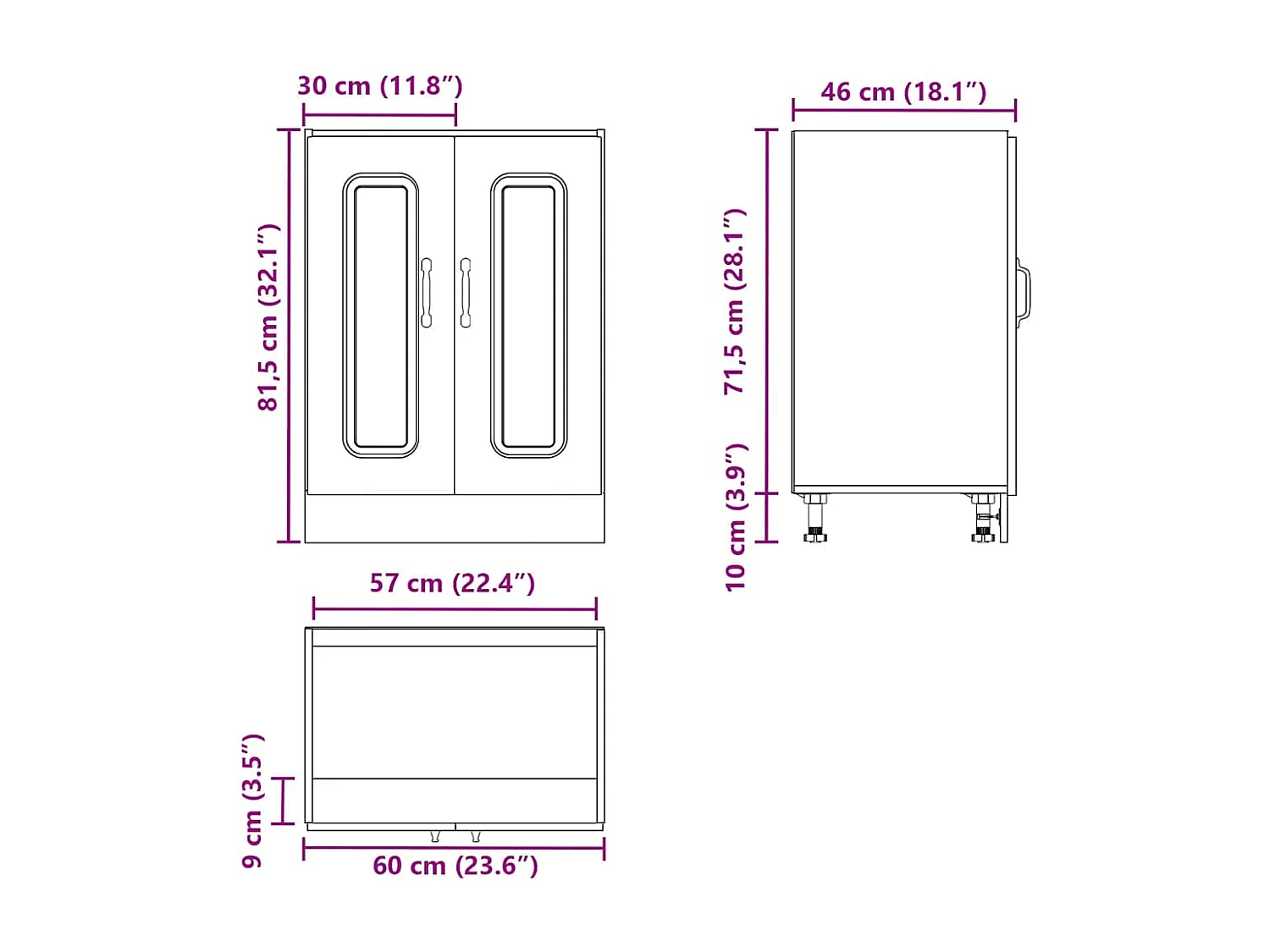 Meuble bas pour évier Kalmar blanc brillant 60x46x81,5 cm