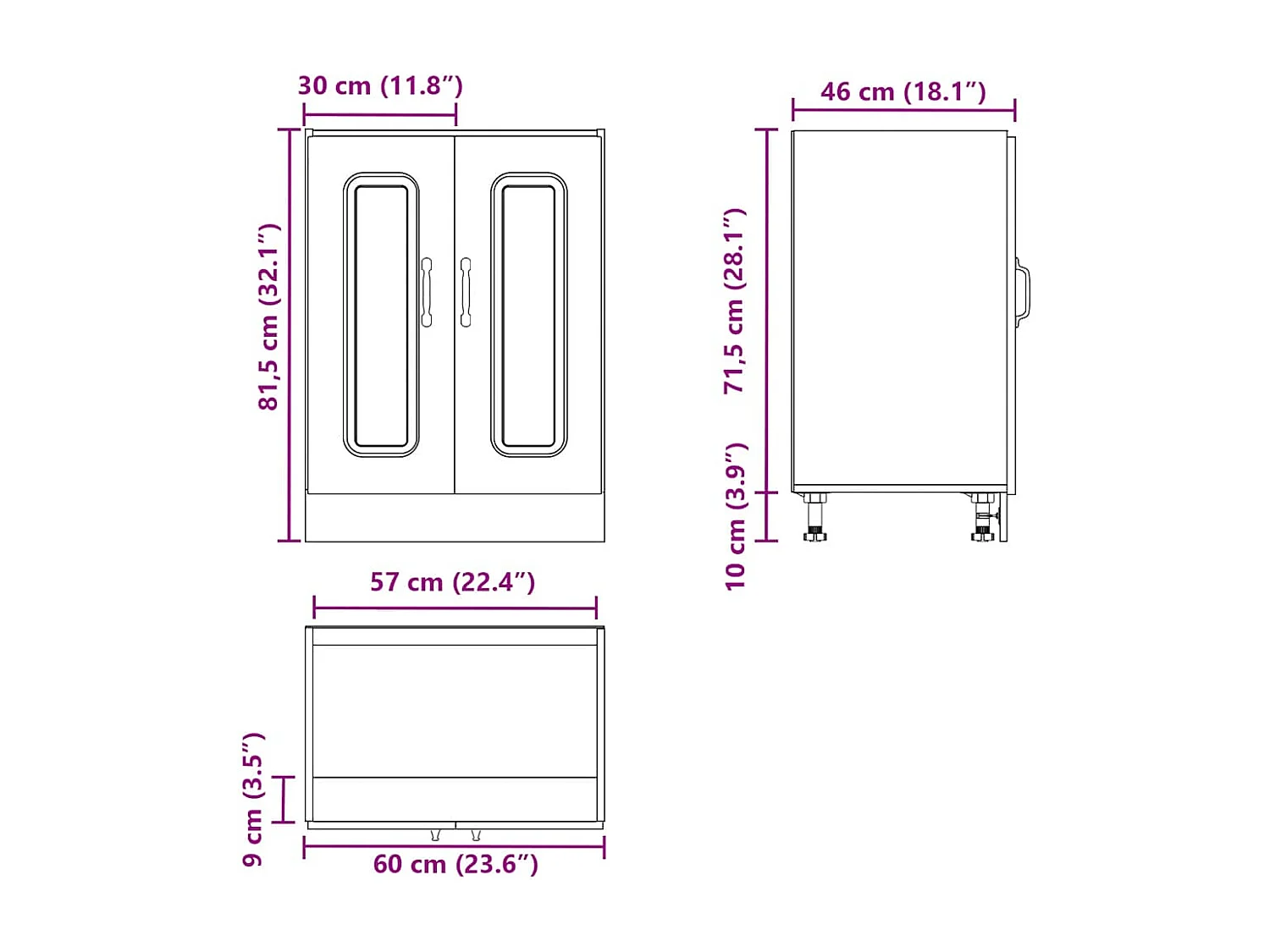 Meuble bas pour évier Kalmar blanc brillant 60x46x81,5 cm