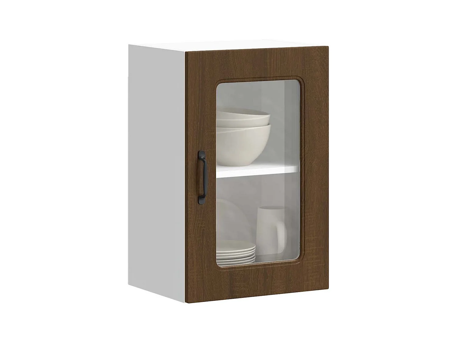 Armoire murale de cuisine et porte en verre Kalmar chêne marron