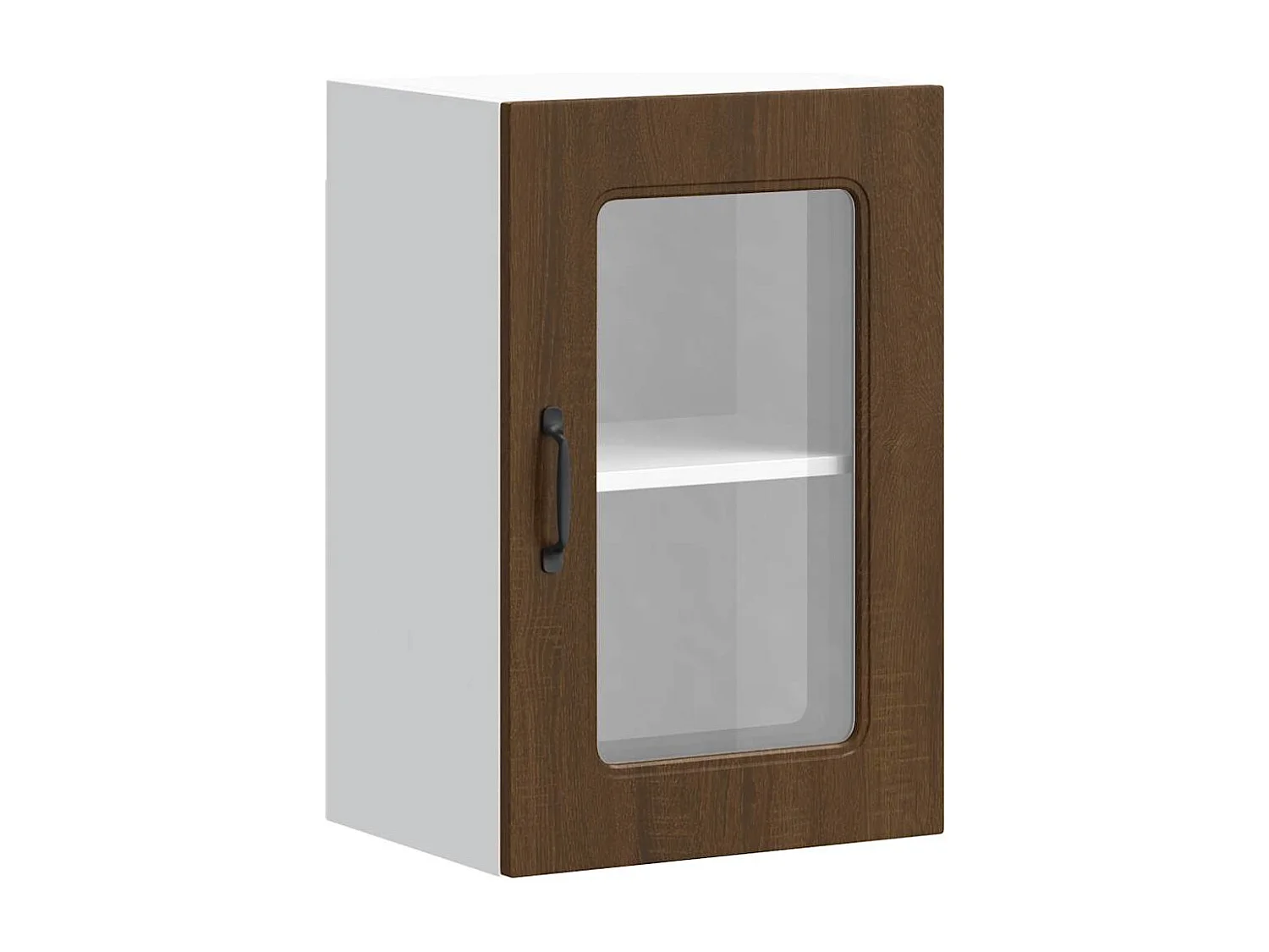 Armoire murale de cuisine et porte en verre Kalmar chêne marron