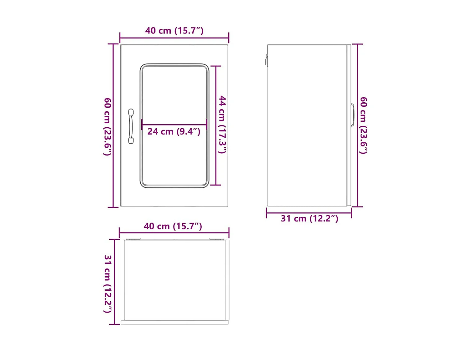 Armoire murale de cuisine et porte en verre Kalmar chêne marron